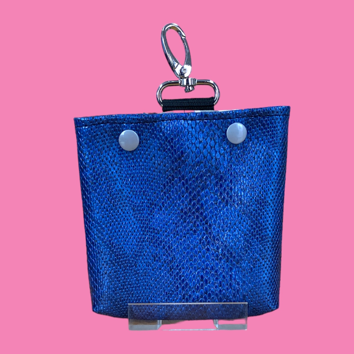 MiniFutterbeutel Karabiner + Druckknopf #135 Snake Blau Metallic