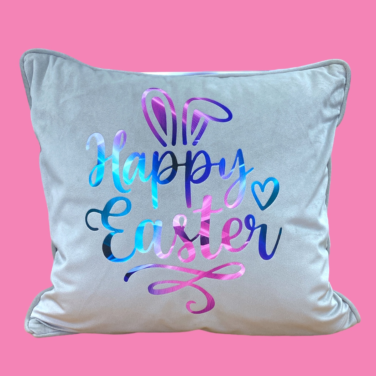 Kissenbezug Hellgrau mit Happy Easter
