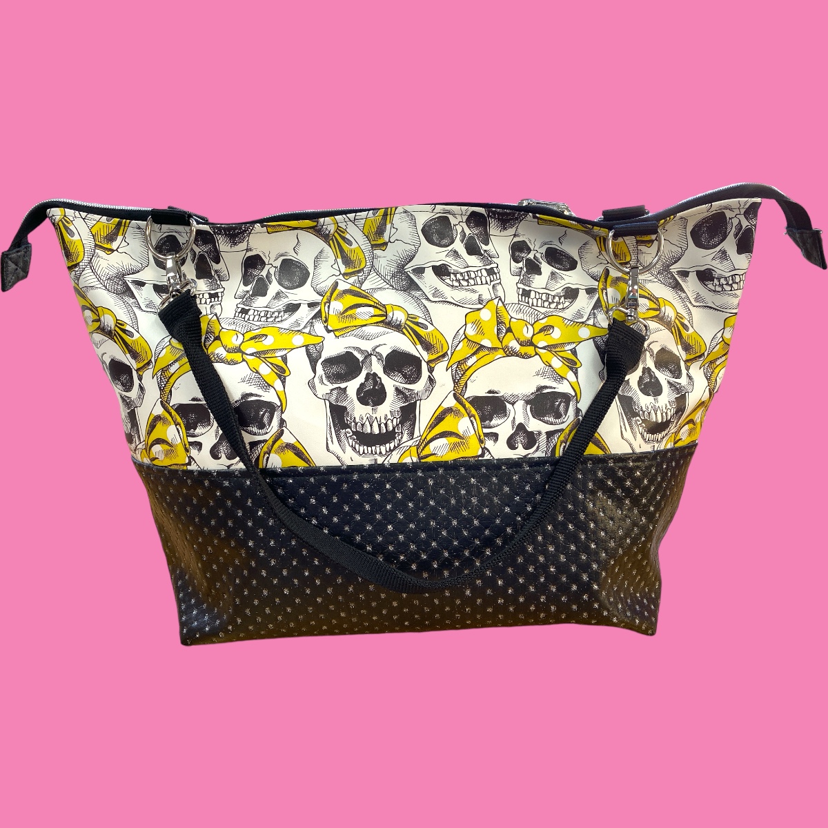 Weekender SL Totenkopf & Glitzer Punkte Schwarz