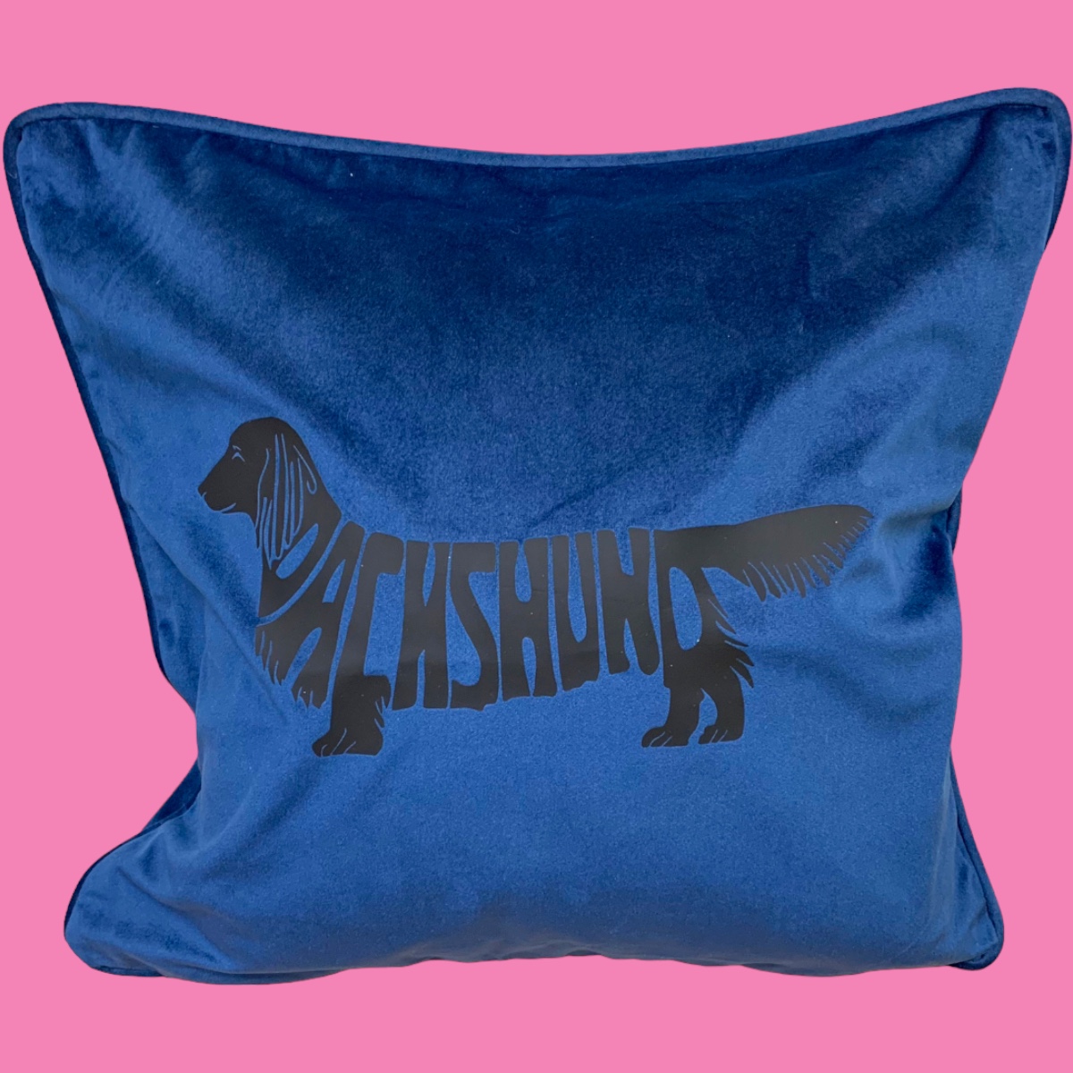 Kissenbezug Dunkelblau mit Dachshund