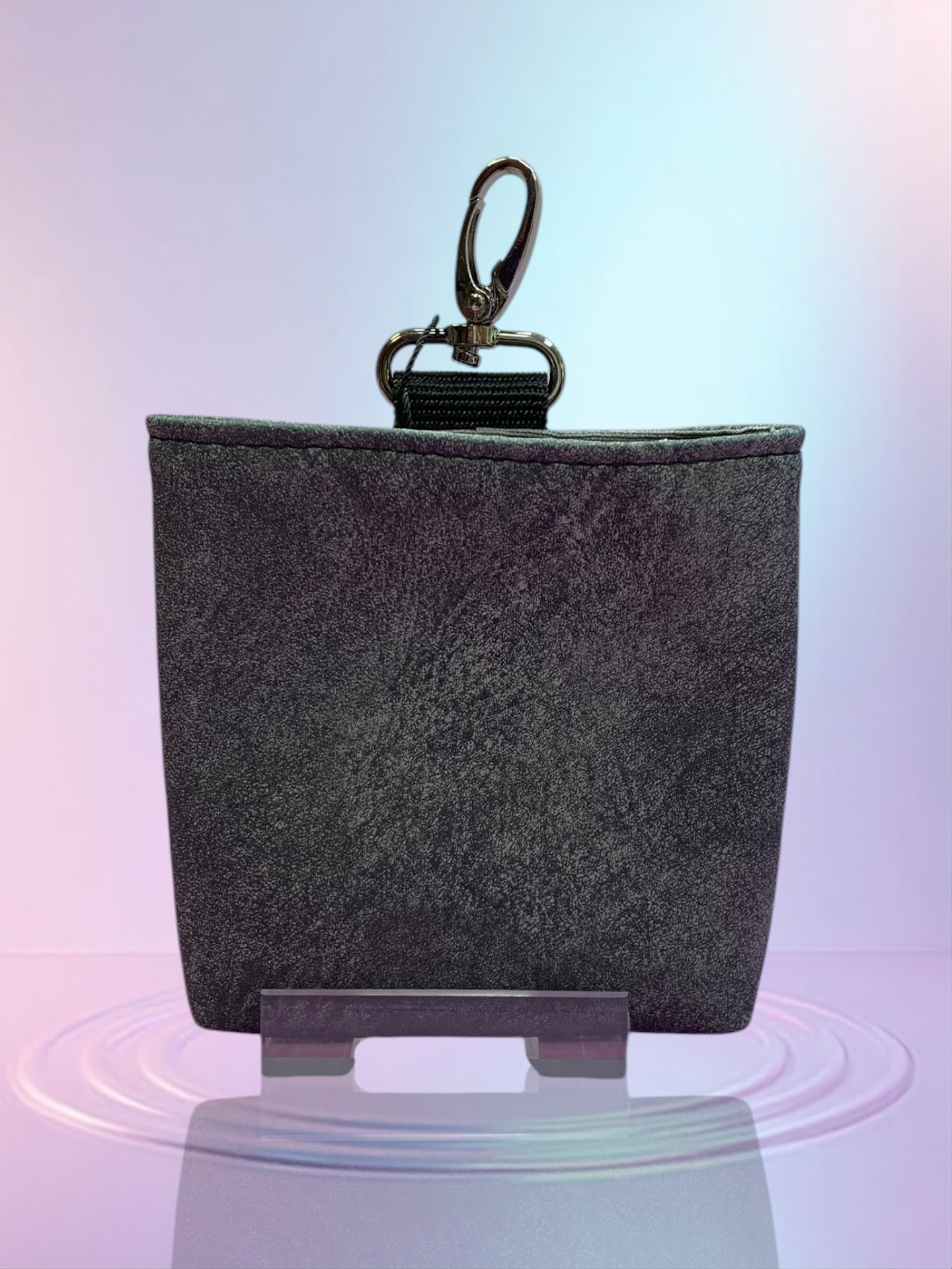 MiniFutterbeutel mit Karabiner #117 Alcantara dunkelgrau