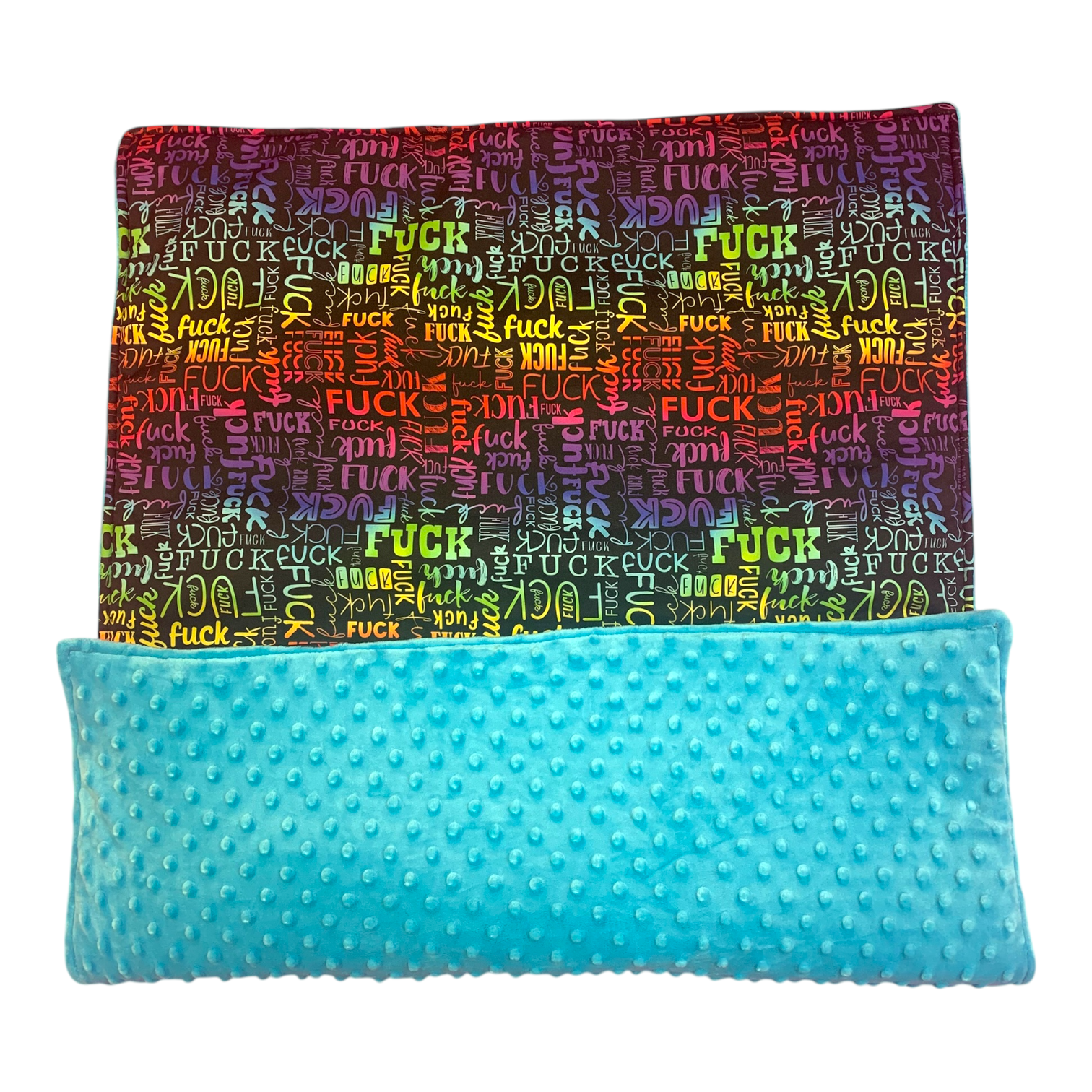 Hundedecke Softshell F*ck Regenbogen /Minky Türkis ca. 100x70 cm
