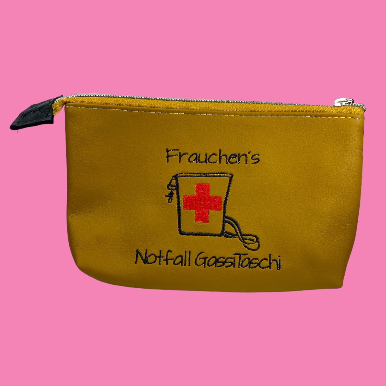 Frauchens NotfallTaschi #099 Senf Stick schwarz