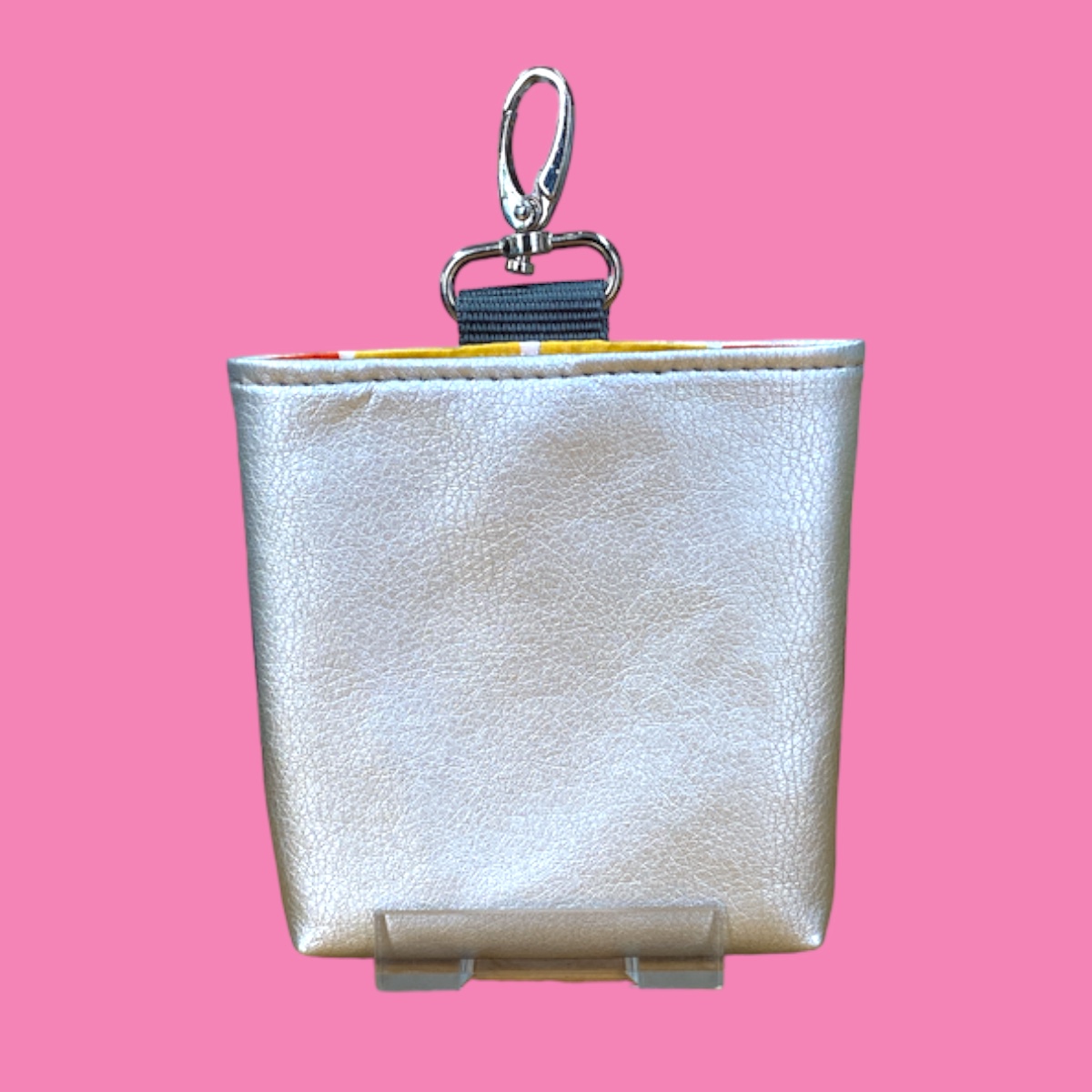 MiniFutterbeutel mit Karabiner #022 Silber Metallic