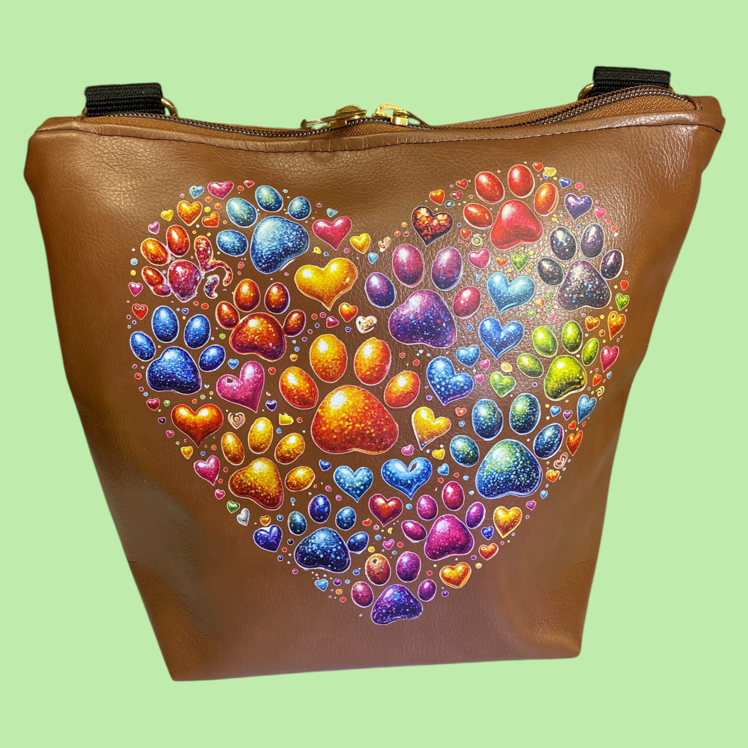 GassiTaschi® Shopper #114 Cognac Pfoten Herzen