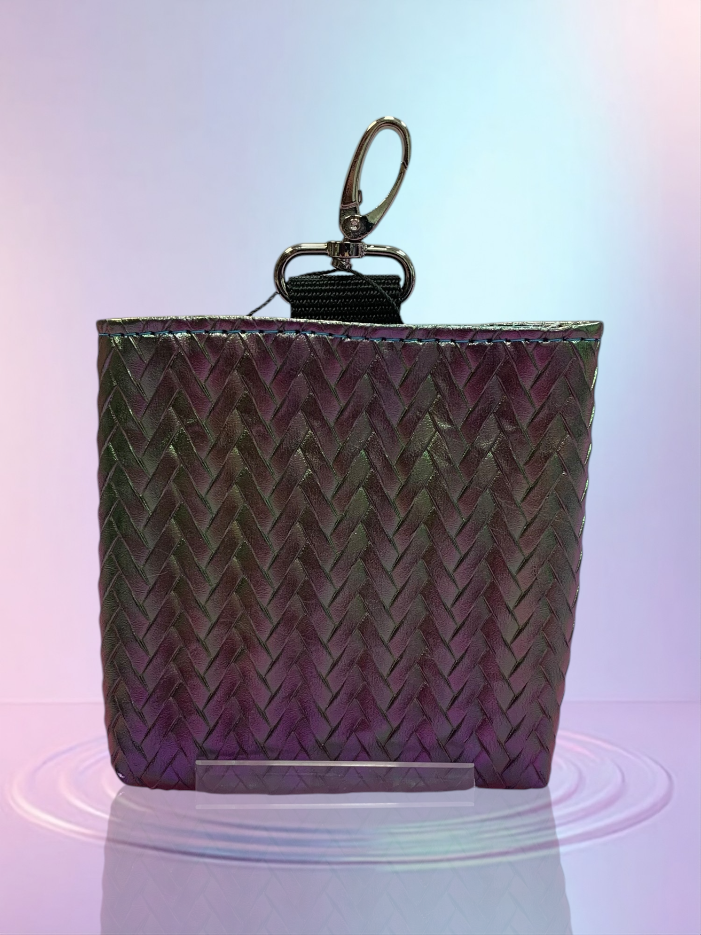 MiniFutterbeutel mit Karabiner #153 Zopf Regenbogen metallic