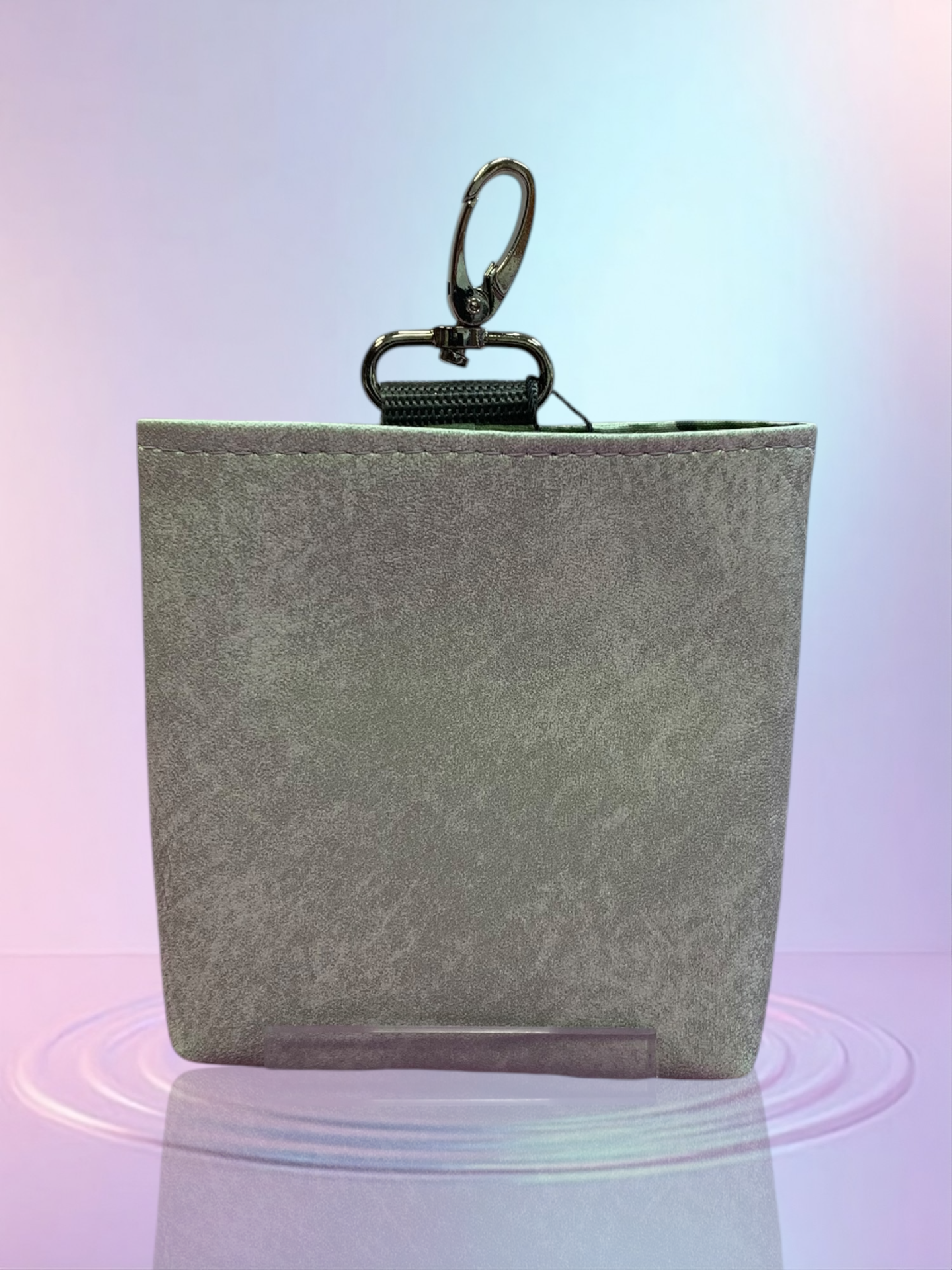 MiniFutterbeutel mit Karabiner #112 Alcantara hellgrau