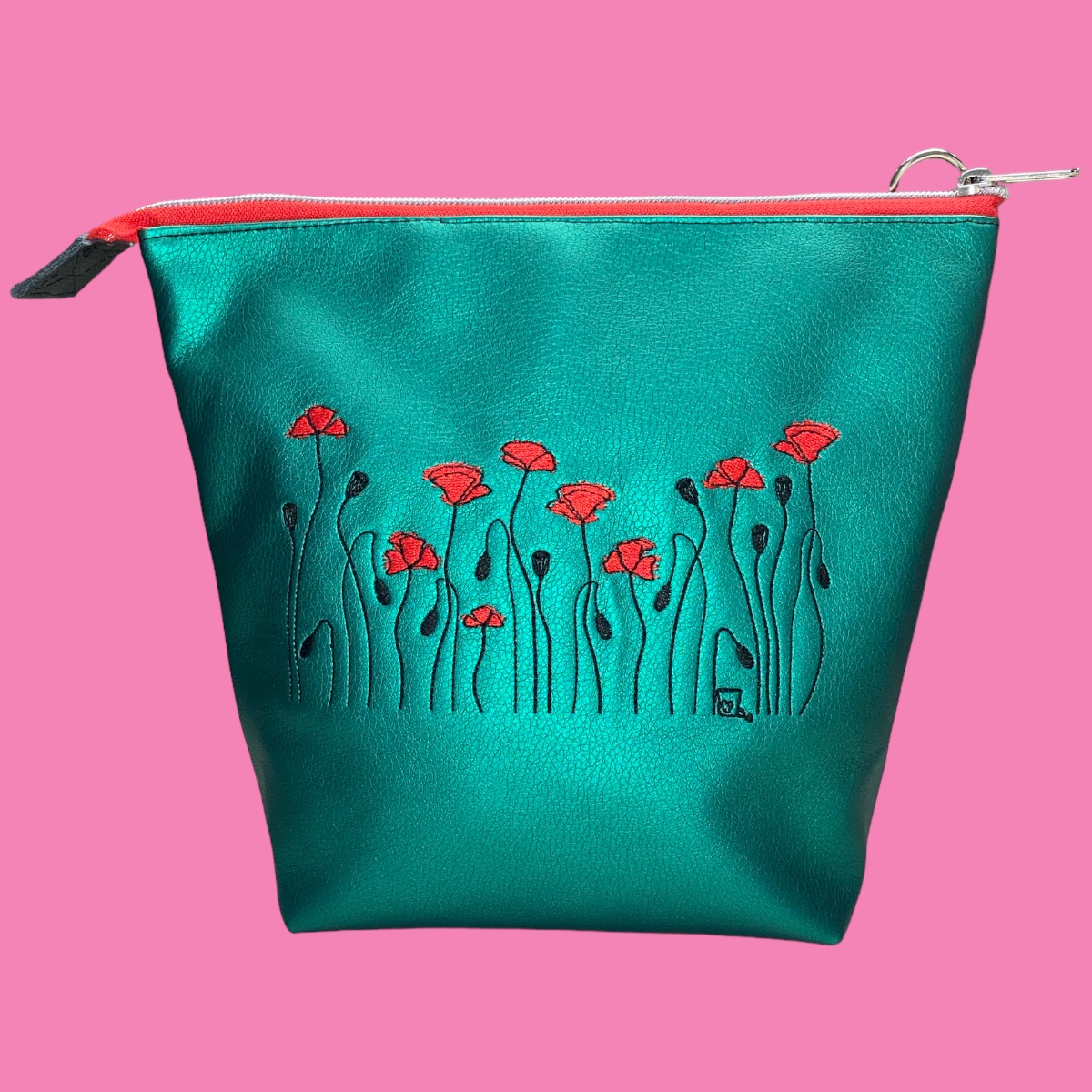 GassiTaschi® Shopper #036 Smaragdgrün metallic Blumen